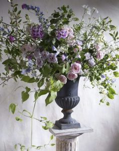 flowers on pedestal